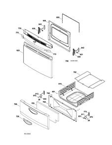 DOOR & DRAWER PARTS Diagram and Parts List for MGAS724EL4WW  General Electric Range