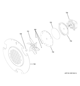 Convection Fan Diagram and Parts List for PGB911ZEJ1SS  General Electric Range