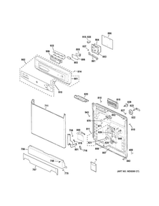 Escutcheon & Door Assembly Diagram and Parts List for GSC3500D45WW  General Electric Dishwasher