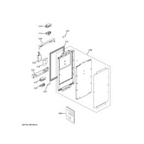 Door Diagram and Parts List for UNC15NPWCII  General Electric Ice Maker