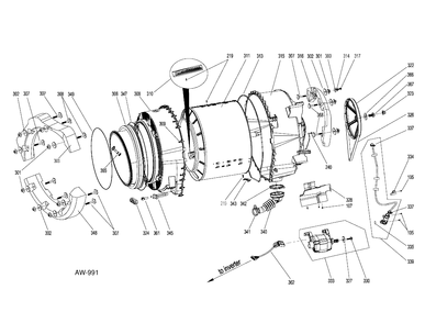 WASHER TUB Diagram and Parts List for GFWH1405D0MP  General Electric Washer