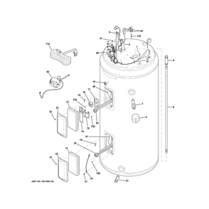 Water Heater Assembly Diagram and Parts List for PF80S10FPY01  General Electric Water Heater