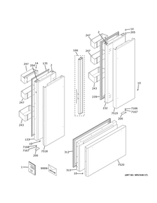 Doors Diagram and Parts List for ZIPS360NNGSS  General Electric Refrigerator