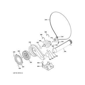 Blower And Motor Diagram and Parts List for PFD87ESMV0RS  General Electric Dryer
