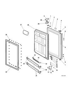 FF DOOR Diagram and Parts List for HBS18YBMBWW  General Electric Refrigerator