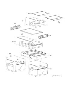 FRESH FOOD SHELVES Diagram and Parts List for G6S28TSLBSS  General Electric Refrigerator