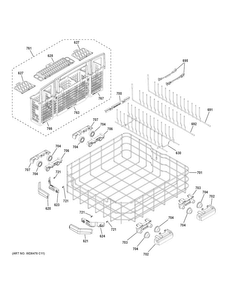Lower Rack Assembly Diagram and Parts List for GDT680SSH2SS  General Electric Dishwasher
