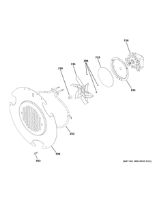 Convection Fan Diagram and Parts List for PGB935YP4FS  General Electric Range