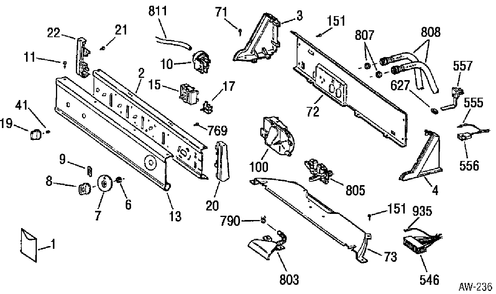 CONTROL GROUP Diagram and Parts List for CCSR2080Y0WW  General Electric Washer