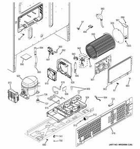 Machine Compartment Diagram and Parts List for PYE22PSHDSS  General Electric Refrigerator