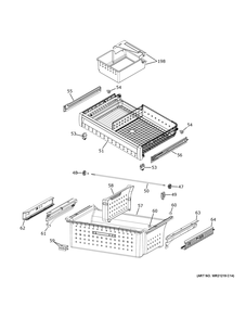 Freezer Shelves Diagram and Parts List for PGE29BYTCFS  General Electric Refrigerator