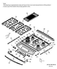 CONTROL PANEL & COOKTOP Diagram and Parts List for PCGS950SEF3SS  General Electric Range
