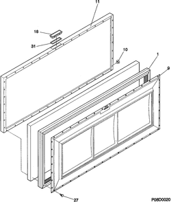 DOOR ASSEMBLY Diagram and Parts List for 80820-2  General Electric Freezer