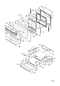 DOOR & DRAWER Diagram and Parts List for PCB910SF1SS  General Electric Range