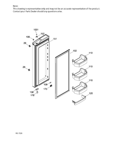 FF DOOR RIGHT Diagram and Parts List for PNE25JSKCKSS  General Electric Refrigerator