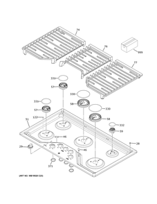 Control Panel And Cooktop Diagram and Parts List for PGP7036SL4SS  General Electric Cooktop