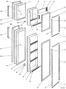 FREEZER DOOR Diagram and Parts List for 39108-1  General Electric Refrigerator