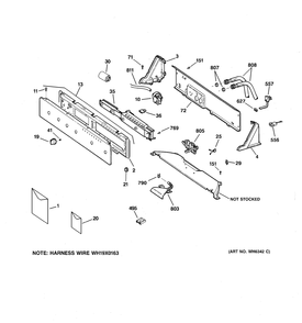 CONTROLS & BACKSPLASH Diagram and Parts List for EWA4500DCWW  General Electric Washer