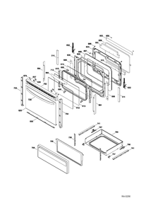 DOOR & DRAWER Diagram and Parts List for JCB635DF1WW  General Electric Range
