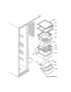 Fresh Food Shelves Diagram and Parts List for PSE25KGHGHWW  General Electric Refrigerator