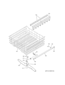 Upper Rack Assembly Diagram and Parts List for GLD5900N10WW  General Electric Dishwasher