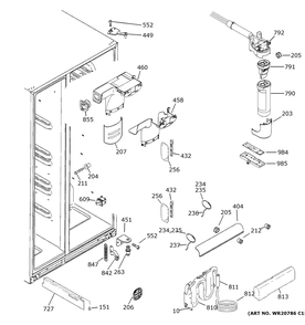 Fresh Food Section Diagram and Parts List for PSE25KYHHHFS  General Electric Refrigerator