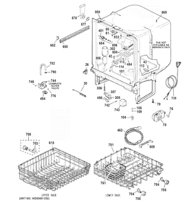 Body Parts Diagram and Parts List for GSD2101V45BB  General Electric Dishwasher