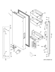 Fresh Food Door - Lh Diagram and Parts List for CWE23SSHNSS  General Electric Refrigerator