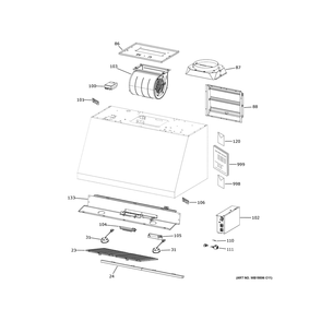 Range Hood 2 Diagram and Parts List for UBW30YIEW1SS  General Electric Range Hood