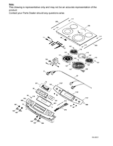 CONTROL PANEL & COOKTOP Diagram and Parts List for JCS860EF3ES  General Electric Range