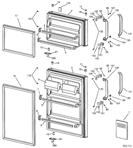 DOOR ASSEMBLY Diagram and Parts List for TBC14SAZARWW  General Electric Refrigerator