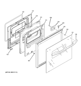 Door Diagram and Parts List for JRS06BJ2BB  General Electric Wall Oven