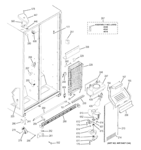 Freezer Section Diagram and Parts List for GSS22WGPCBB  General Electric Refrigerator
