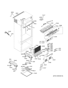 Cabinet (1) Diagram and Parts List for ZIC360NVBLH  General Electric Refrigerator