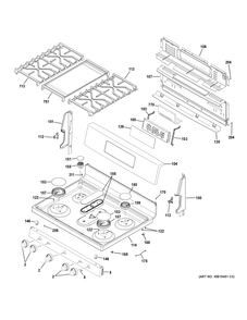 CONTROL PANEL & COOKTOP Diagram and Parts List for JGB720FEJ1DS  General Electric Range