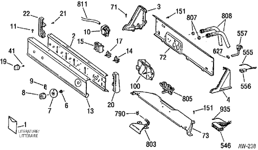 CONTROL PANEL Diagram and Parts List for 59331TBWW  General Electric Washer