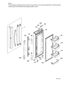 FF DOOR LEFT Diagram and Parts List for PNE25JSKCKSS  General Electric Refrigerator