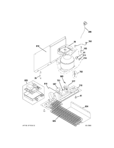 UNIT PARTS Diagram and Parts List for ZDBI240WAII  General Electric Refrigerator