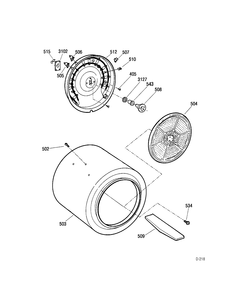 DRUM Diagram and Parts List for 677512  General Electric Dryer