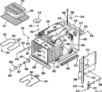 OVEN BODY Diagram and Parts List for CSS2760S-1  General Electric Range