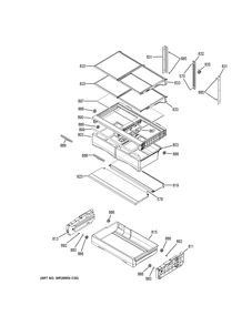 FRESH FOOD SHELVES Diagram and Parts List for GFE26GGKGBB  General Electric Refrigerator