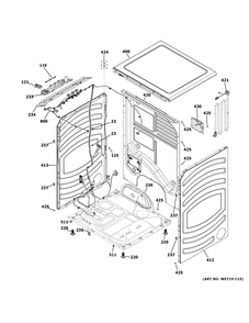 Cabinet And Top Panel Diagram and Parts List for GFD55GSPR2RS  General Electric Dryer