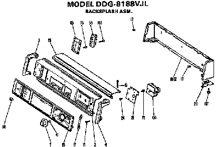 Backsplash For Ddg8188vjl Only Diagram and Parts List for DDG8180DBL  General Electric Dryer
