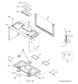 Interior Parts Diagram and Parts List for PVM9005SJ1SS  General Electric Microwave