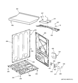 Cabinet & Top Panel Diagram and Parts List for GTDX180ED3WW  General Electric Dryer