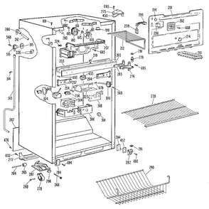 Cabinet Diagram and Parts List for TBX18LKE  General Electric Refrigerator