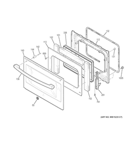 Door Diagram and Parts List for JD750SF3SS  General Electric Range