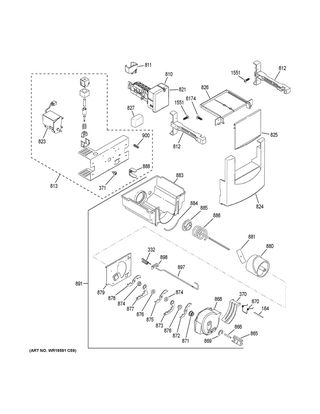 Ice Maker & Dispenser Diagram and Parts List for ZISB360DKC  General Electric Refrigerator