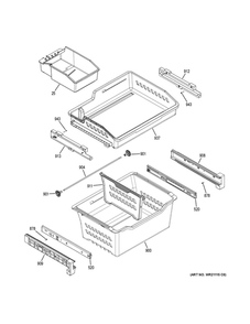 Freezer Shelves Diagram and Parts List for GNE21FSKFFSS  General Electric Refrigerator