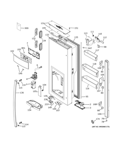 Dispenser Door Diagram and Parts List for PYE22PYNJFS  General Electric Refrigerator